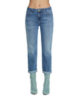 Relish pantalone jeans da donna 5 tasche a vita media Cindy 22 RDP2407016016 blu medio
