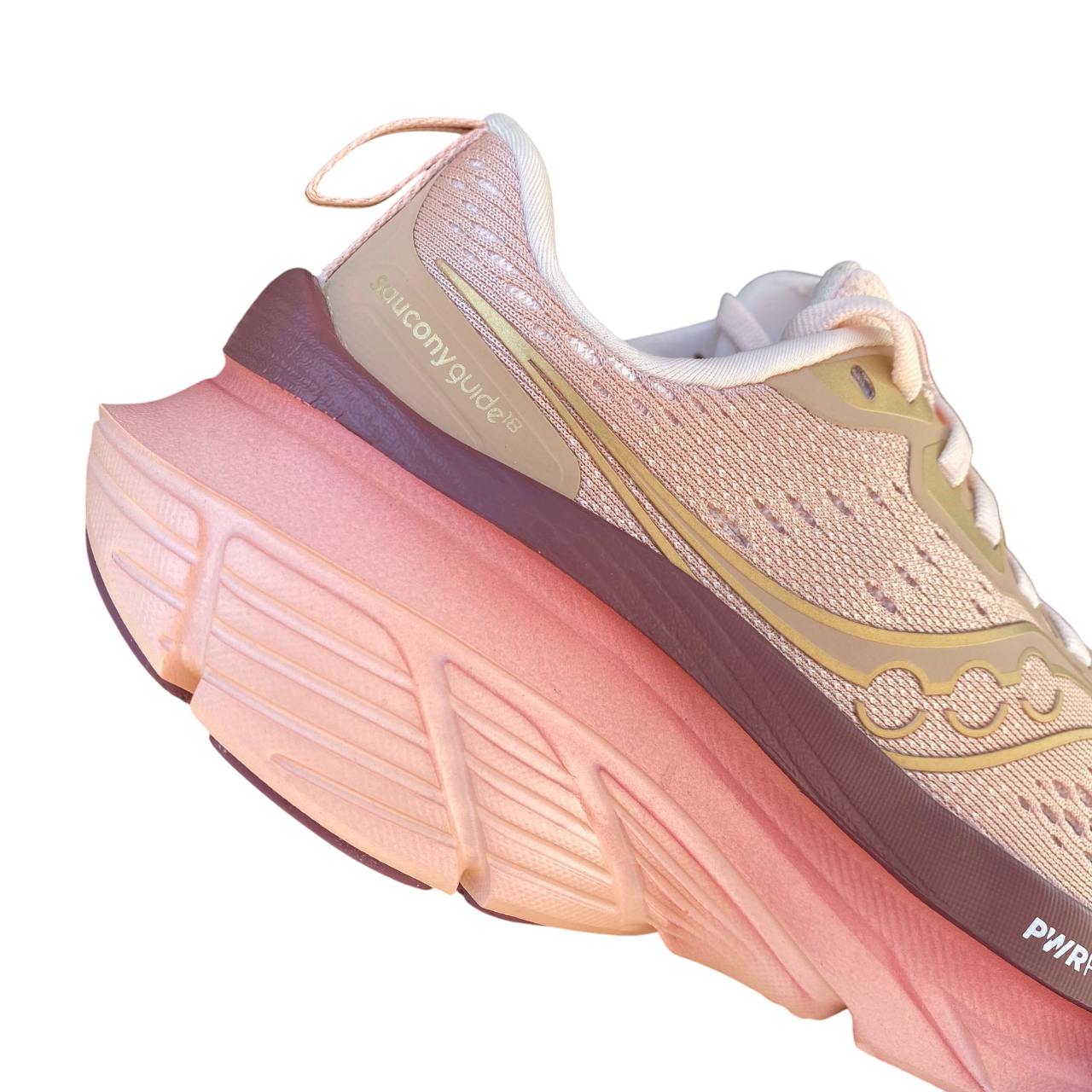 Scarpe da running Saucony Guide 18 S10998-222 donna rosa con tecnologia stabilità, vista tallone