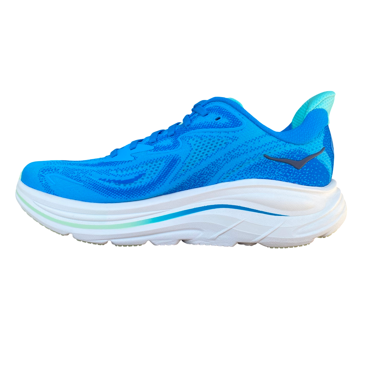 Scarpe da corsa Hoka One One Clifton 10 blu cielo per uomo, modello 1162030-HSK con ammortizzazione superiore e design leggero