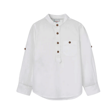 Boboli camicia da bambino e ragazzo a manica lunga e collo alla coreana 736152-1100 bianca