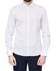 Yes Zee Men's long sleeve shirt with small French collar C505-U600-0101 white