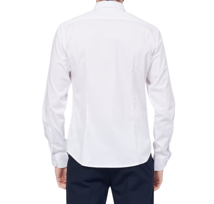 Yes Zee Men&#39;s long sleeve shirt with small French collar C505-U600-0101 white