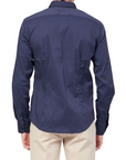 Yes Zee Men's long-sleeved shirt with small French collar C505-U600-0710 blue