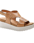 Stonefly women's sandal with wedge in leather Parky 19 Calf 219123 049 dark tan