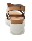 Stonefly women's sandal with wedge in leather Parky 19 Calf 219123 049 dark tan