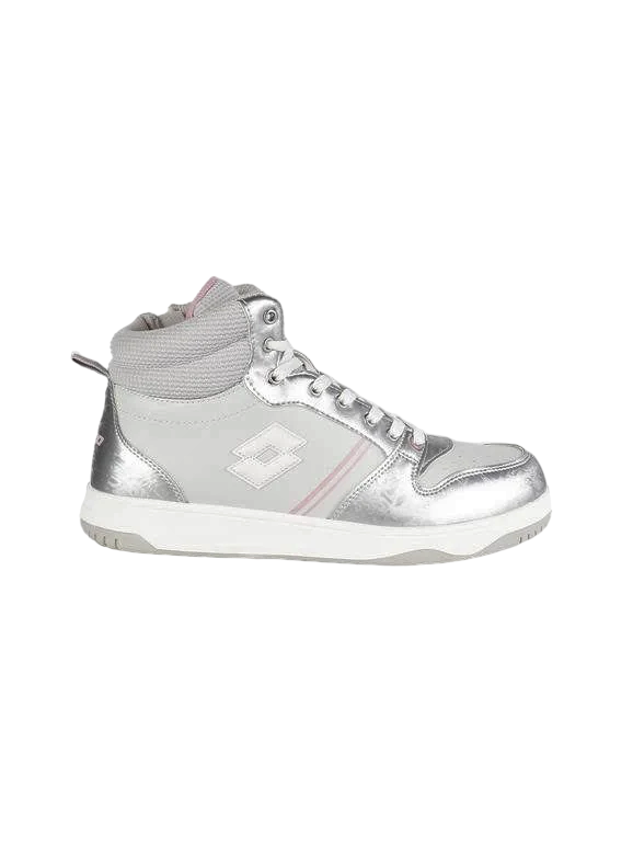Lotto High girls&#39; sneakers with Zip Rocket AMF Metal 218173 9F2 mushroom gray-white-silver