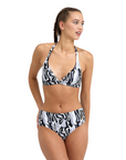 Arena women's swimsuit Bikini America neckline Halterneck Allover 005956550 gray multi