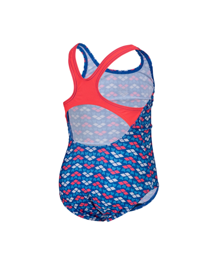 Arena Frienda girl&#39;s one-piece swimsuit with Star print 006302800 fluo red-multi