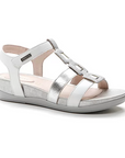 Stonefly women's comfortable casual sandal with 4 cm heel eve24 tassel 219150 150 white silver