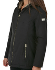 Yes Zee Women's down jacket with hood medium length O088/Q400 0801 black-beige
