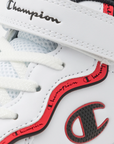Champion scarpa sneakers alta da bambino Rebound Alter Mid S32724 WW012 bianco-nero-rosso
