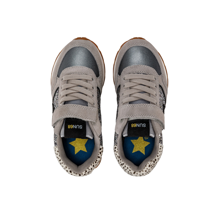 Sun68 scarpa sneakers glitterata con laccio elastico e strappo da ragazza Kelly Big Z43417K 44 argento