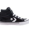 Converse high sneaker shoe with elastic lace and velcro for boys Pro Blaze A01074C black-white