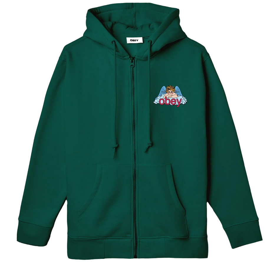 Obey hooded sweatshirt with full zip L&#39;Angelo del Cielo 112853561 green