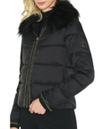 Relish MINAKO women's down jacket with faux fur collar and zip chain plus ribbed cuffs in black