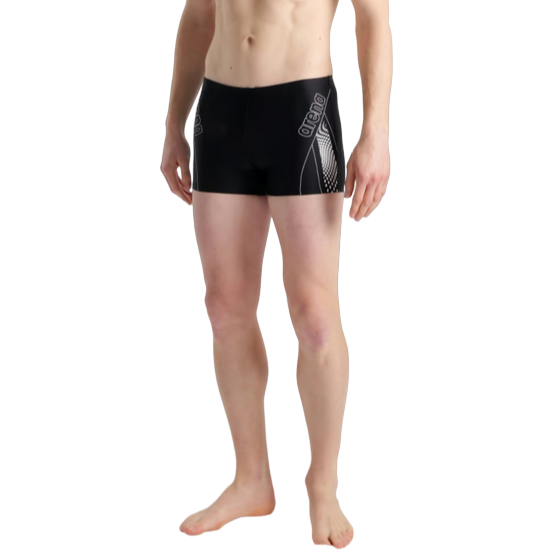 Arena Men&#39;s tight-fitting swimming pool shorts with print 005793510 black-white