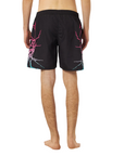 Phobia black men's swimsuit PH00679 two-tone pink-blue lightning print