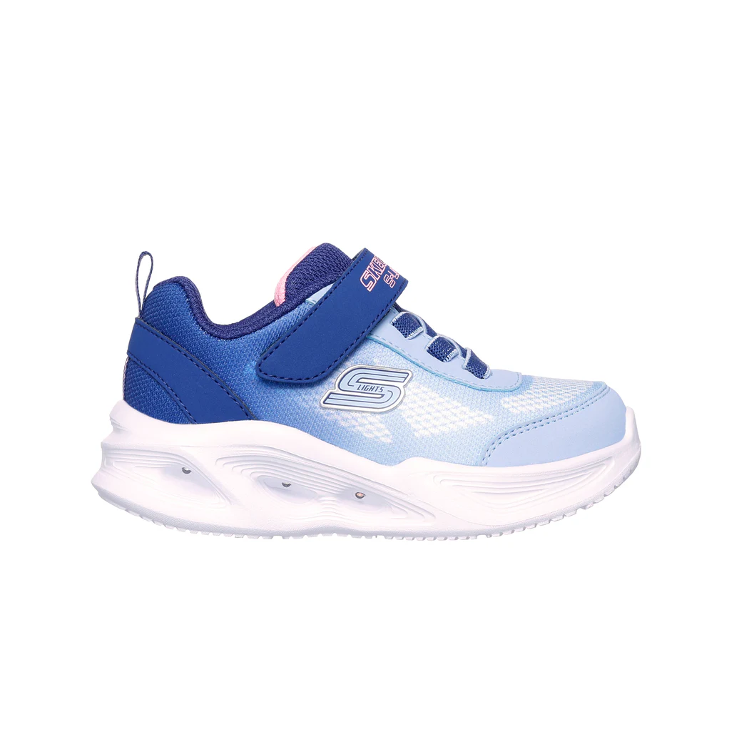 Skechers scarpa da ginnastica con le luci da bambina Sola Glow Ombre Deluxe 303714N/NVLB blu-celeste