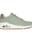 Skechers scarpa sneakers da donna Uno Shimmer Away 155196/SAGE salvia