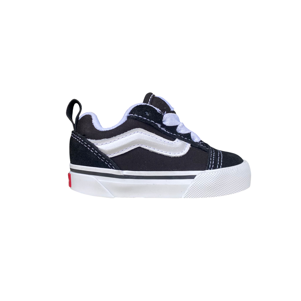 Vans Knu Skool VN000D0K6BT sneakers da bambino nero-bianco con laccio elastico, calzatura comoda e facile da indossare per bambini - esterno