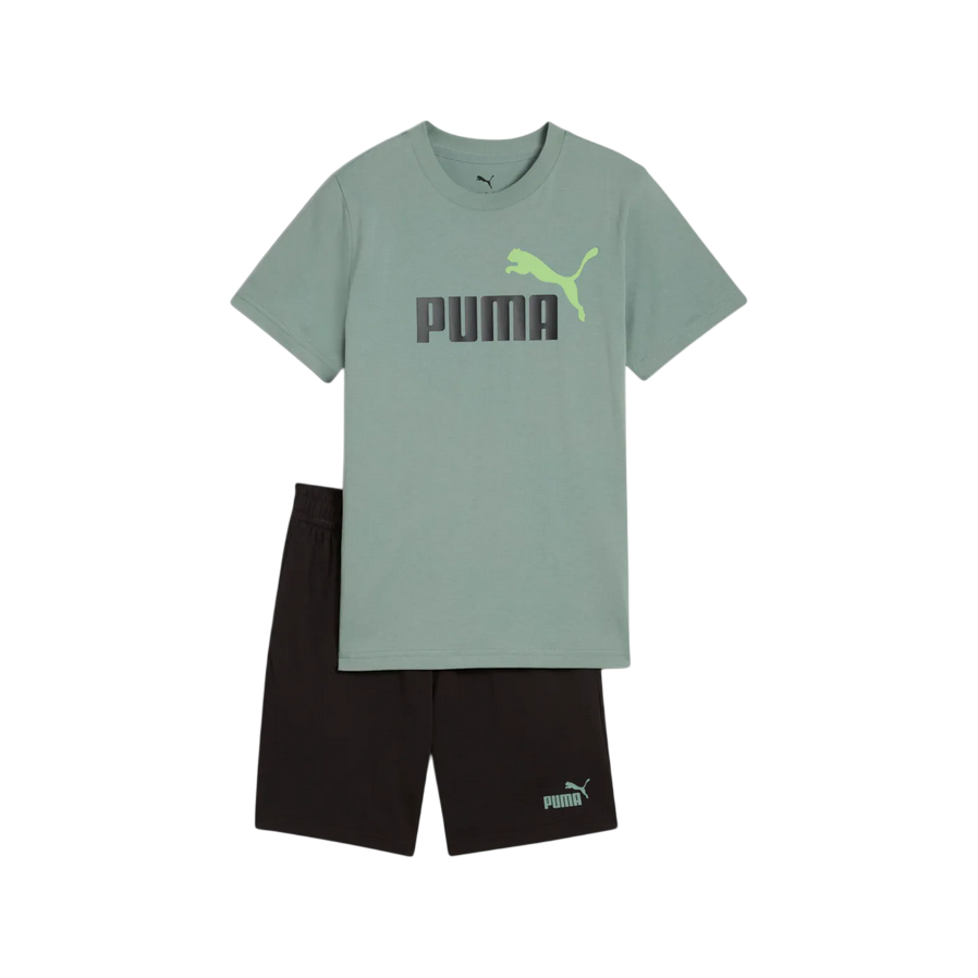 Sportiamo_Puma completo maglietta e pantaloncino junior Essential 686298-30 salvia-nero