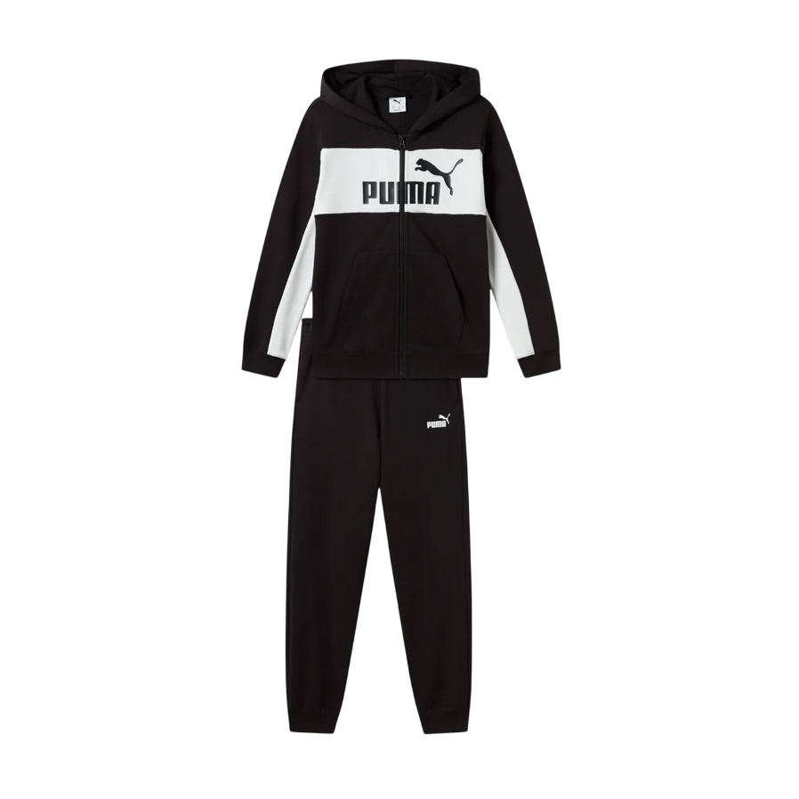 Sportiamo_Puma tuta sportiva con cappuccio junior Block 689047-01 nero-bianco