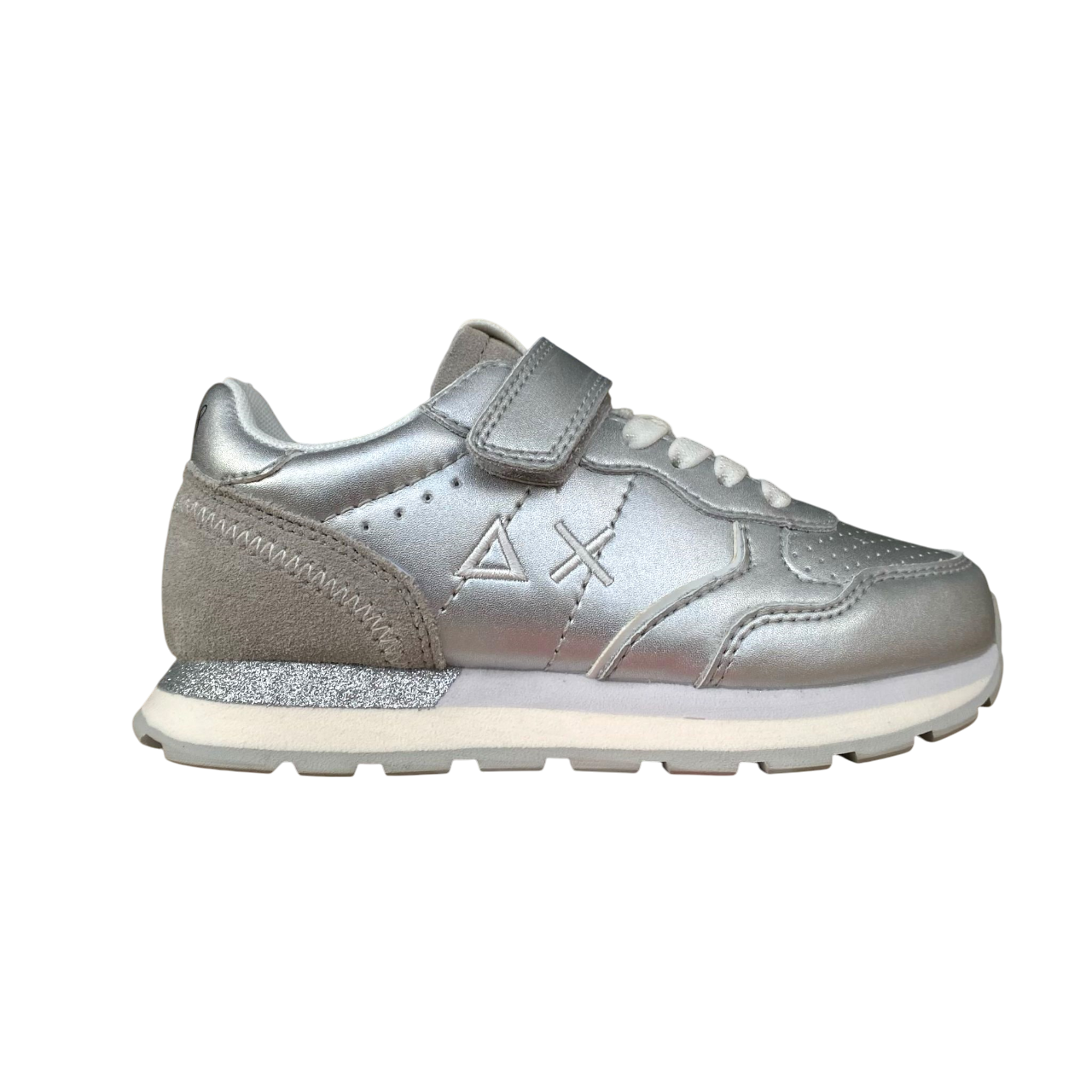 Sportiamo_Sun68 scarpa sneakers in pelle con laccio elastico e stappo da bambina Big Ally Z35408K 44 argento
