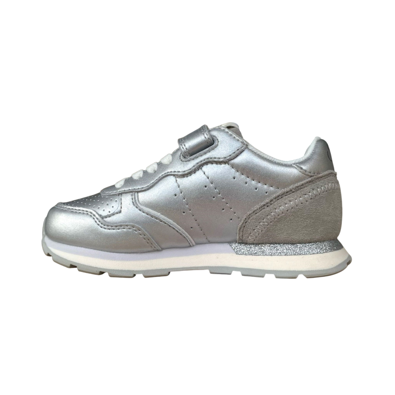 Sportiamo_Sun68 scarpa sneakers in pelle con laccio elastico e stappo da bambina Big Ally Z35408K 44 argento1