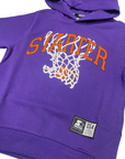 Starter hooded sweatshirt for boys with purple Basket forward print