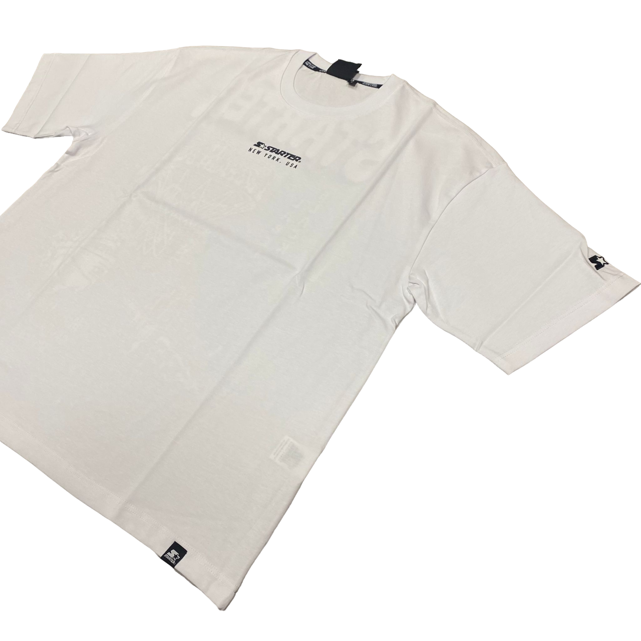 Starter maglietta manica corta da uomo in cotone con stampa 74068 bianco