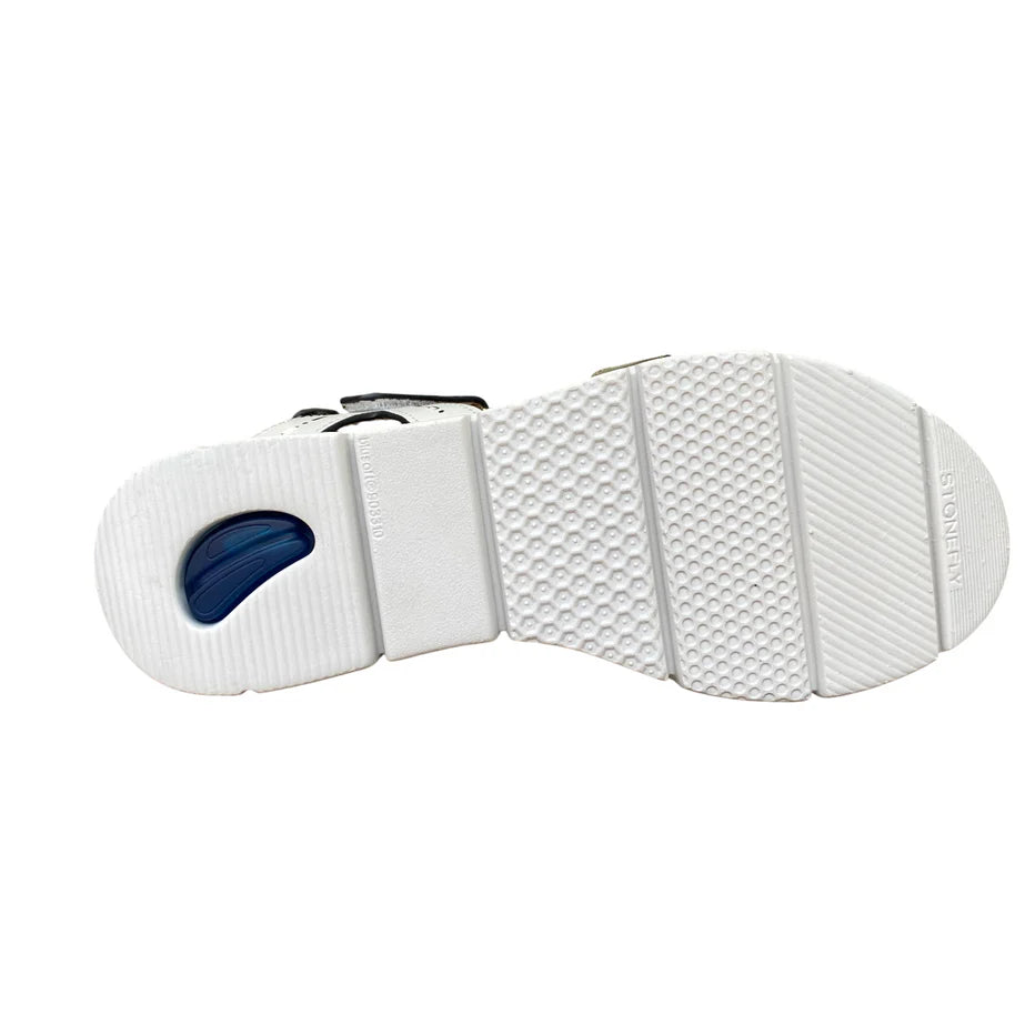 Sandalo donna Stonefly Elody 24 con fasce velcro in colore verde e bianco, modello 220834-BSE, calzatura estiva comoda con plantare anatomico - suola