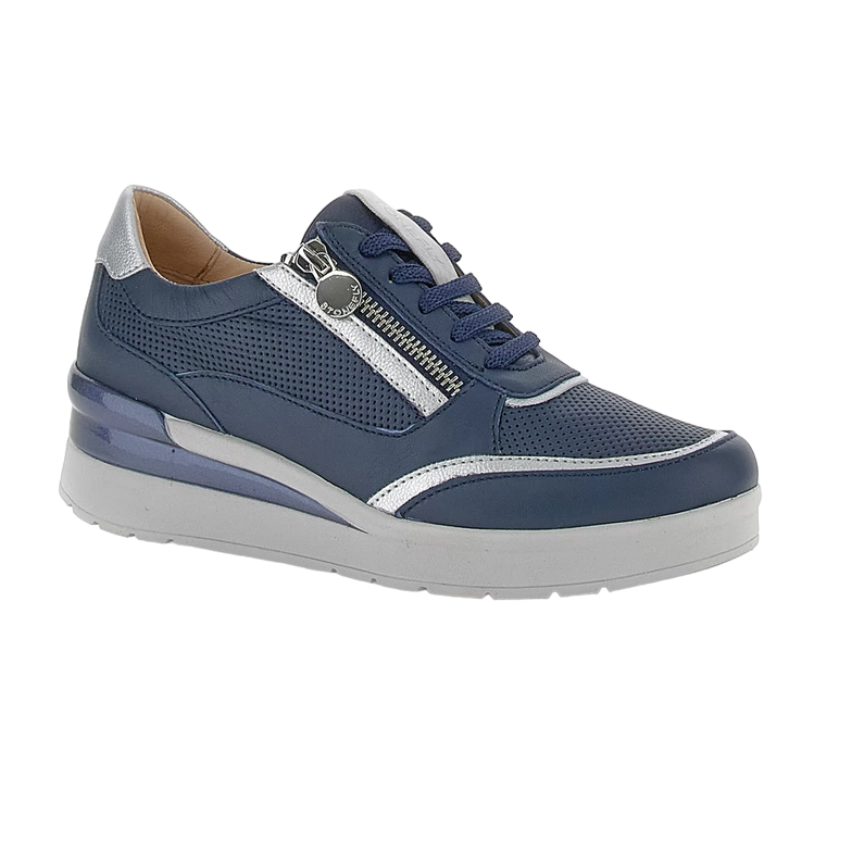 Stonefly scarpa casual da donna con cerniera Cream 52 in pelle nappa 220739 144 blu 2