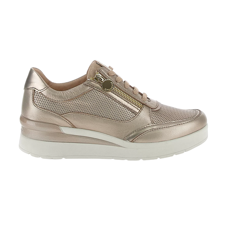 Stonefly scarpa casual da donna con laccio e cerniera Cream 52 in pelle laminata 220738 I89 tortora