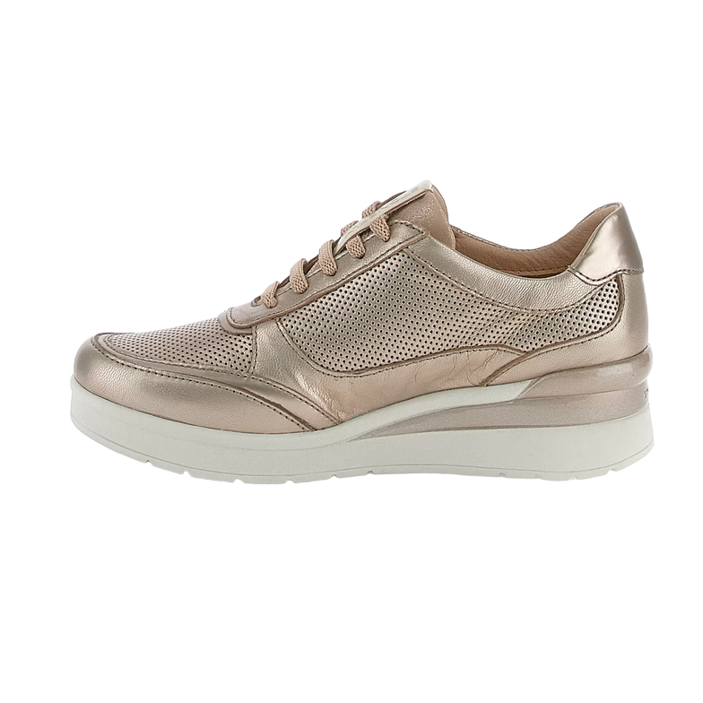 Stonefly scarpa casual da donna con laccio e cerniera Cream 52 in pelle laminata 220738 I89 tortora 1