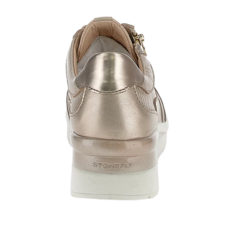 Stonefly scarpa casual da donna con laccio e cerniera Cream 52 in pelle laminata 220738 I89 tortora 4