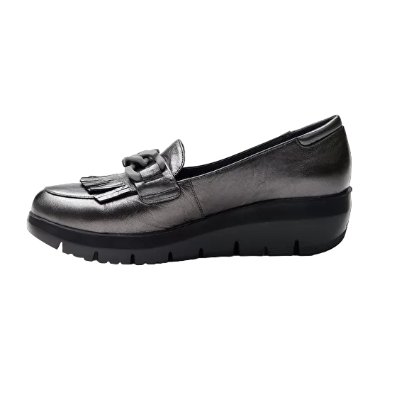 Stonefly women&#39;s moccasin in Plume 13 Lamoinated leather 218215 Z41 charcoal 