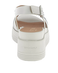 Stonefly women's casual sandal with Parky 28 Calf wedge in leather with chain 220903-151 white