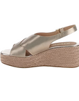 Stonefly laminated leather sandal with wedge for women Ivory 4 220943-I89 dove gray