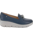 Stonefly scarpa Mocassino in pelle da donna con catena Plume 26 220757 144 blu