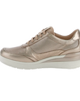Stonefly women's casual shoe with zip Cream 52 in laminated leather 220738 I89 dove gray