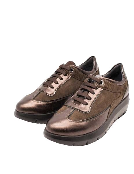 Stonefly scarpa sneakers casual da donna Plume 21 Laminata in pelle 219894 410 felce marrone