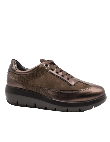 Stonefly scarpa sneakers casual da donna Plume 21 Laminata in pelle 219894 410 felce marrone