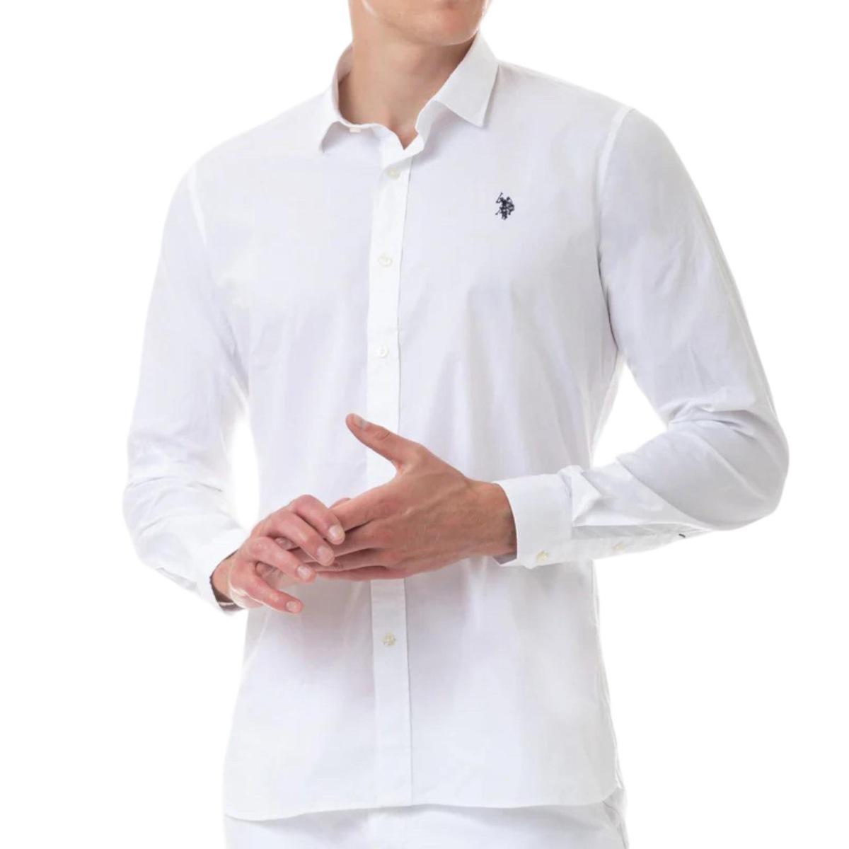 U.S. Polo Assen Camicia casual da uomo manica lunga Zam 50655 66188 100 bianco