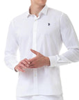 U.S. Polo Assen Camicia casual da uomo manica lunga Zam 50655 66188 100 bianco