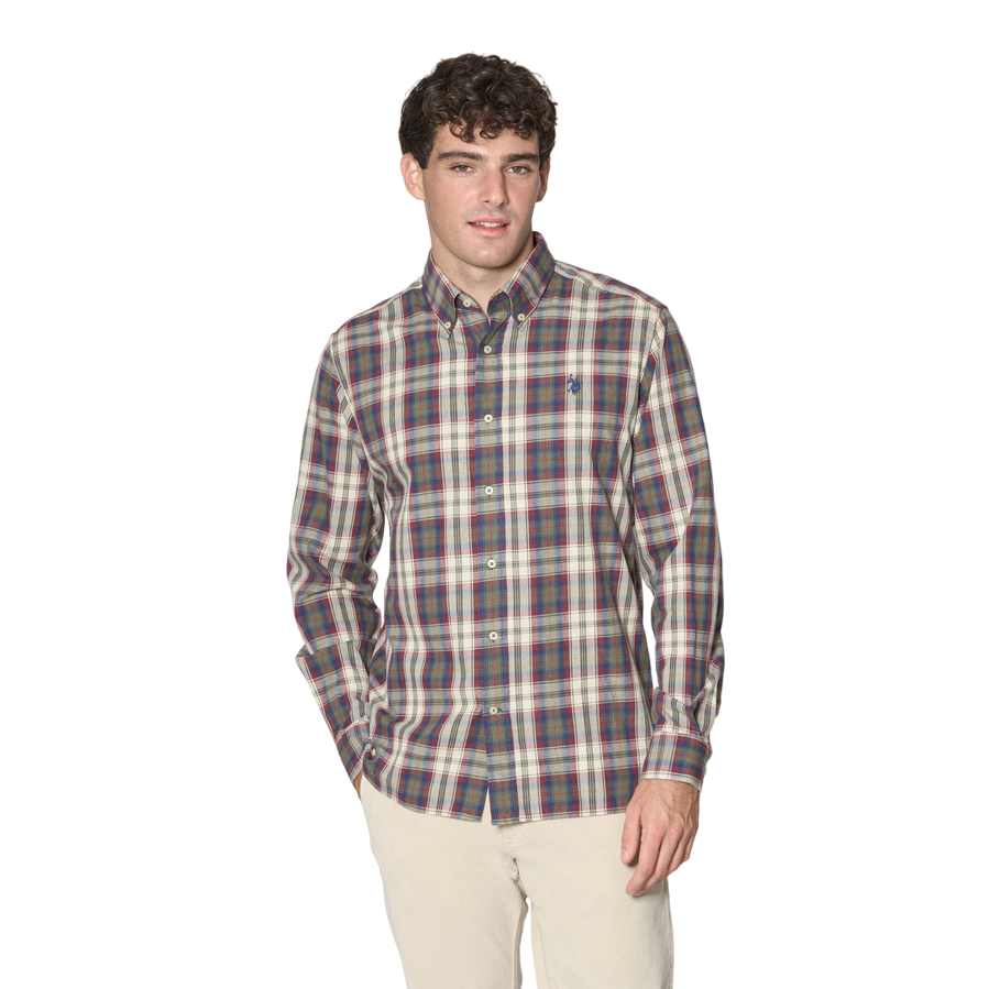 U.S. Polo Assn camicia manica lunga da uomo in cotone a quadri regular fit US40104034 864 multicolore