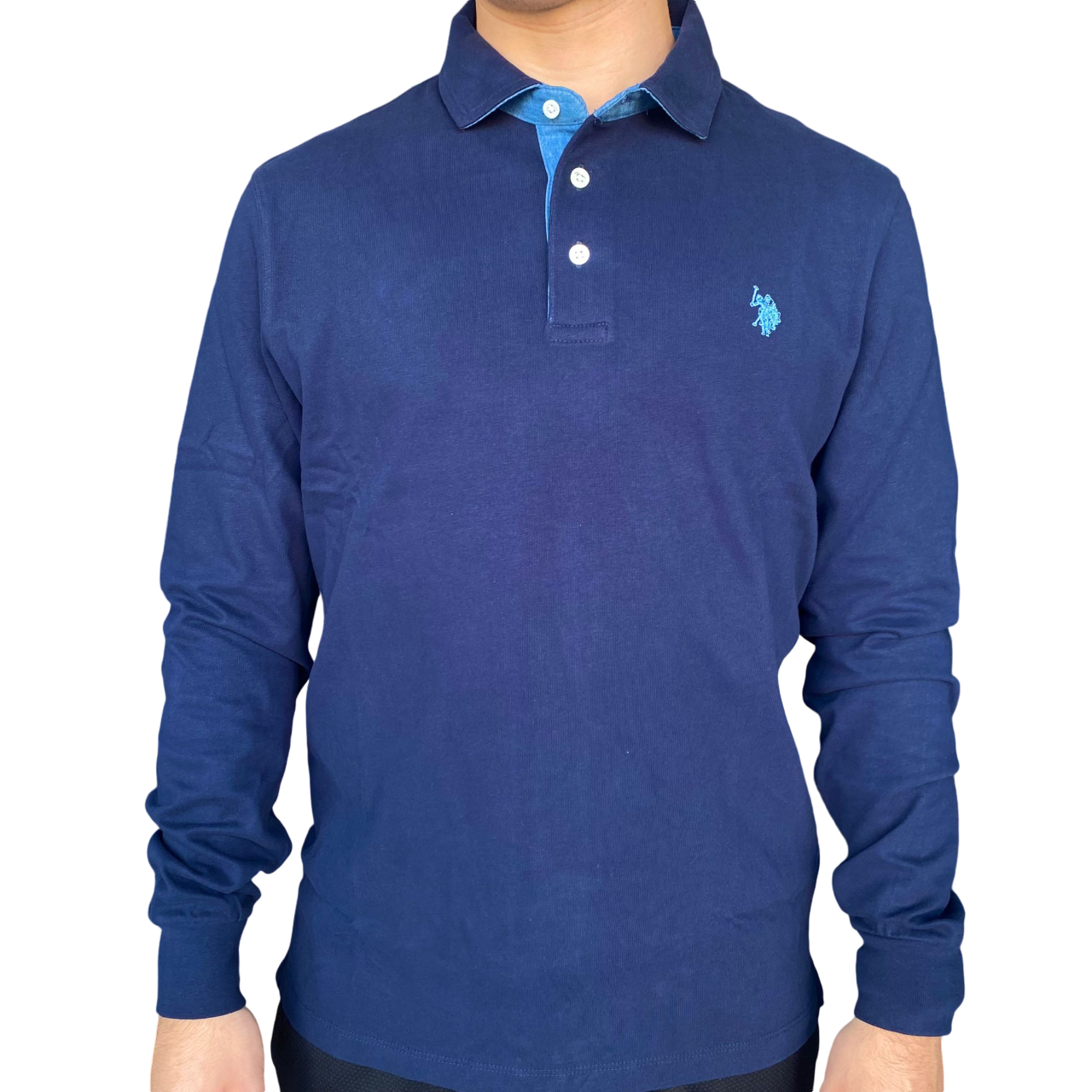 U.S. Polon Assn polo manica lunga da uomo Lyle-Man US40177009 179 blu
