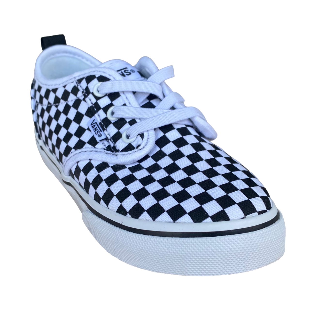 Dettaglio pattern checkerboard Vans Atwood Slip-On Junior VN0A2XSPHRK, motivo scacchi bianco-nero per kids