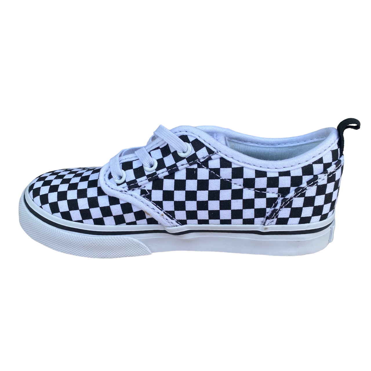 Sneakers Vans Atwood Slip-On Junior VN0A2XSPHRK bianche a scacchi neri per bambini con pattern checkerboard, vista interna