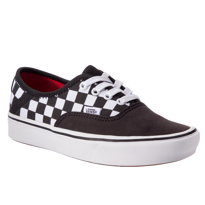 Sneakers Vans Comfycush Authentic VN0A3WM8VN81 nere a scacchi vegan da uomo con suola Comfycush e design classico a scacchiera - frontale