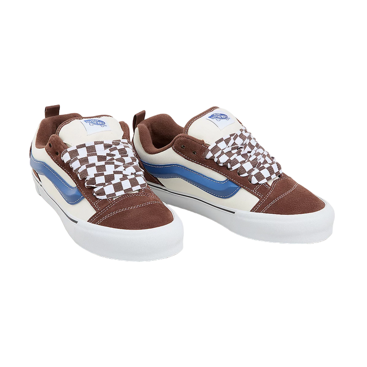 Vans Knu Skool VN0009QCDMV sneakers da uomo marroncino-beige-blu, vista frontale con design retrò